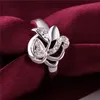 free shipping Epacket DHL Plated sterling silver Flower zircon ring DASR414 US size 8; women's 925 silver plate With Side Stones Rings