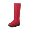 Heißer Verkauf - Daunenplüsch-Winter-Schneestiefel Damen-Wadenstiefel Damen flache Plattform Schwarz Rot