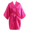 Kvinnors Faux Silk Satin Nightgown Mor Kortärmad Ren Färg SleepWear Kvinnor Sommar Lösa Hemkläder Badrockar RRA404
