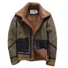 2 colours AVIREXFLY sheepskin leather jackets with pockets slim fit men soft flight leather jacket with lamb fur collar