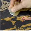 Figuriner Deluxe Erase Black World Map Personlig reseskrapa för rum Heminredning Väggdekaler