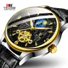 Fashion Brand TEVISE Men Watch Automatic Mechanical Watch Leather Strap Moon phase Tourbillon Sport Clock Relogio Masculino