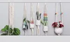 Macrame Plant Hanger Indoor Outdoor Hanging Planter Basket Cotton Rope Braided Craft Wall Hanger with Natural Beads Boho Decor