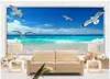 blu wallppaers Fantasy spiaggia 3D Wallpapers finestra del soggiorno TV sfondo parete sfondi spiaggia