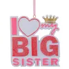 Maxora I Love My Big Brother Sister Baby 1st Polyresin Glitter Christmas Tree Ornament Regalos personalizados para fiestas, vacaciones, decoración del hogar