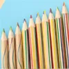 10 adet / grup Gökkuşağı Renkli Çocuklar Ahşap 4 1 Renkli Kalem Graffiti Çizim Boyama Araçları1