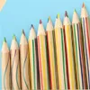 10pcslot Rainbow Color Kids Wooden 4 in 1 colorato graffiti a matita Strumenti di pittura19097220