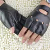 Fingerless handskar 1 par unisex mode svart utomhus sport pu läder solid kör punk halvfinger1