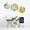Fleurs et plantes botanique hexagonale Triple décoration peinture un salon canapé fond mur cristal porcelaine peinture