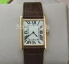 Orologio al quarzo moda top serie super sottile uomo donna quadrante in oro cinturino in pelle marrone orologio da polso design classico rettangolo orologio278e