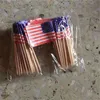 5000 stuks Amerikaanse VS sticks ons vlag picks party sandwich food cup cake cocktail picks vlag cocktail sticks hout houten tafel decoratie