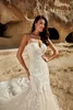 Eddy K Vestidos de Noiva de Luxo Botão Sweetheart Back Back Nupcial Vestidos Personalizados Made Lace Appliques Sweep Train Mermaid Robe de Soiree