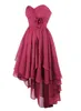 Sweetheart High Low Asymmetrical Bridesmaid Dress Chiffon Ruffles Party Prom Homecoming Dresses Laceup Back3051546