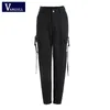 Vangull Long Cargo Women High Waist Pants Buckle Big Fickor Kvinnliga byxor Streetwear Pant 2019 Nya Fashion Sweatpants C19041102