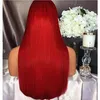 Paff 1b99j Lace Front Human Hair Wigs Malaysia Red Remy Hair Pre Plucked Lace Front Wig med baby hår för kvinnor