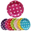 7 Inch Disposable Plate Packaging dinner service Small Colored Cake Plates Dot Print Disposable Plate for Party 18CM 1221367