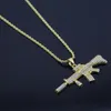 Moda-Mujer Rock Jewelry Gifts Gold Color Bling AK47 Colgantes Collar Dropshipping