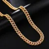 Hip -Hop -Halskette 13mm Kubaner Linkkette für Männer vereiste Bling -Strasskette Homme Mode Schmuck Whole1695086