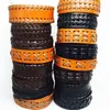 100 st/lot retro läder armband armband för män kvinnor handgjorda koppar knapp mode smycken grossist parti