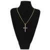 Hip Hop Gold Silver Iced Out Bling Cross Pendant Chains For Mens Jewelry With Stainless Steel Cuban Link Twist Chain Necklace
