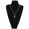 HIP HOP GOUD Zilver Iced Out Bling Cross Hanger Kettingen voor Heren Sieraden met roestvrijstalen Cubaanse Link Twist Collier