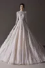 Abiti da sposa eleganti a linea A collo alto con applicazioni di pizzo abito da sposa maniche lunghe abiti da sposa con strascico da spiaggia