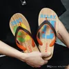 Designer gummi glid sandaler tofflor för män varm designer blomma tryckta strand flip flops slipper sommar hawaii strand tofflor