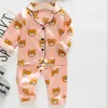 Pajama Niedźwiedź Niedźwiedź Dzieci z długim rękawem 039s Zestaw do snu Silk PaJamas Suit Boys Zestawy piżamowe dla dzieci set 5198424