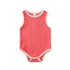 Macacões Recém-nascidos Bebê Meninas Pit Mangas Sem Mangas Jumpsuits Crianças Sólidas Onesies Infantil Casual Verão Bodysuit Calças Triangle Escalada Terno C7531