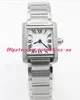 Top Sapphire Ladies Watch Quartz Luxury W5200013 20mm Crystal White Rectangle Big Diamonds Case Stainless Steel Women's Watches