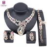 Bridal Dubai Gold Color Crystal Necklace Armband Earring Ring Nigerian Wedding Party Women Fashion Smycken Set