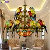 Fumat lussuoso pappagallo a doppio ponte lampadari tiffany vetro colorato 12 uccelli pappagallo ristorante bar club lights luci