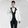 Beau One Button Groomsmen Peak Lapel Groom Tuxedos Hommes Costumes Mariage / Bal / Dîner Meilleur Blazer Homme (Veste + Pantalon + Cravate + Gilet) W16