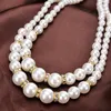Collier de perles Double couche pour femmes, collier de perles, cadeau pour ami, or, argent, accessoires de bijoux à la mode