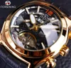 Forsining Bolle Glas Stijlvolle Tourbillion 3D Designer Lederen Band Heren Horloges Topmerk Luxe Automatische Horloge Clock246h