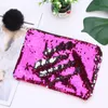 Girls Colorful Sequins Pencil Cases Cute Plush Ball School Pencil Bag Cosmetic Bag Stationery Pouch Office Supplies
