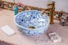 Китайский jingdezhen Art Counter Top Ceramic Blue и белая ручная роспись керамическая раковина