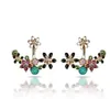 Colorful Crystals Flowers Stud Earrings for Spring Jewelry Back Ear Cuffs Womens Stud Earring Crystal Cuff Climber