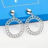 Vente en gros - Boucles d'oreilles en cercle de chaîne exagérée en or chaud / argent Préparation creuse Boucles d'oreilles en métal de personnalité Boucles d'oreilles Femme Bijoux en gros