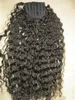 Envoltura de cabello remy de Malasia alrededor de la pieza de cabello de cola de caballo cola de caballo de cabello humano de una pieza larga Cola de caballo fácil rizado natural 160g