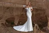 the Sexy Off Shoulder Mermaid Dresses Bridal Gowns Lace Appliqued Beach Satin Wedding Dress Robes De Marie