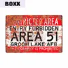 Warning Area 51 Vintage Metal Tin Sign UFO Activity Area Caution Danger Wall Plaque Retro Art Painting Stickers Home Decor3473344