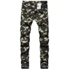 Men's Jeans Multi Pocket Camouflage Pants Stretch Slim Tide Army Green Fashion