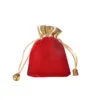 7 * 9cm Velvet Beaded Drawstring Pouches 100pcs / Lot 4Colors Smycken Förpackning Julbröllop Presentväskor Svart Röd