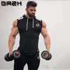 Fitness män bodybuilding ärmlös muskel hoodies träning kläder casual bomull toppar hooded tank toppar 2 färg