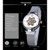 Forining Mechanische dames horloge waterdichte automatische casual klok zilveren mesh lichtgevende hand slanke diamant mode dames horloge262c