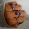 925 Sterling Silver Created Moissanite finger Rings Set Eternal Wedding Engagement topaz Gemstone Rings for Women Jewelry