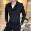 Camicia a soglia parziale Moda uomo 2019 Abbigliamento formale Camicie eleganti da uomo d'affari Camicie casual da uomo a maniche lunghe Slim Fit Tuxedo