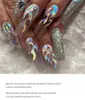 Płomień Nail Art Naklejki Naklejki 16 Arkusze / Zestaw Nails Dekoracje Folia Brokat Holograficzna Laser DIY Transfer Wody Naklejki