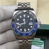 Newest Dials 3 Colors Watches Men 116710 Blue Black Ceramic Bezel Sapphire Automatic GMT Movement Limited Wristwatch Jubilee Master 40mm